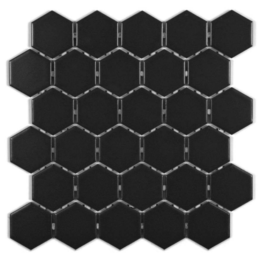 Ontario mosaique hexagone 2" noir mat (11,9 x 10,7) 0,82 pc/feuille